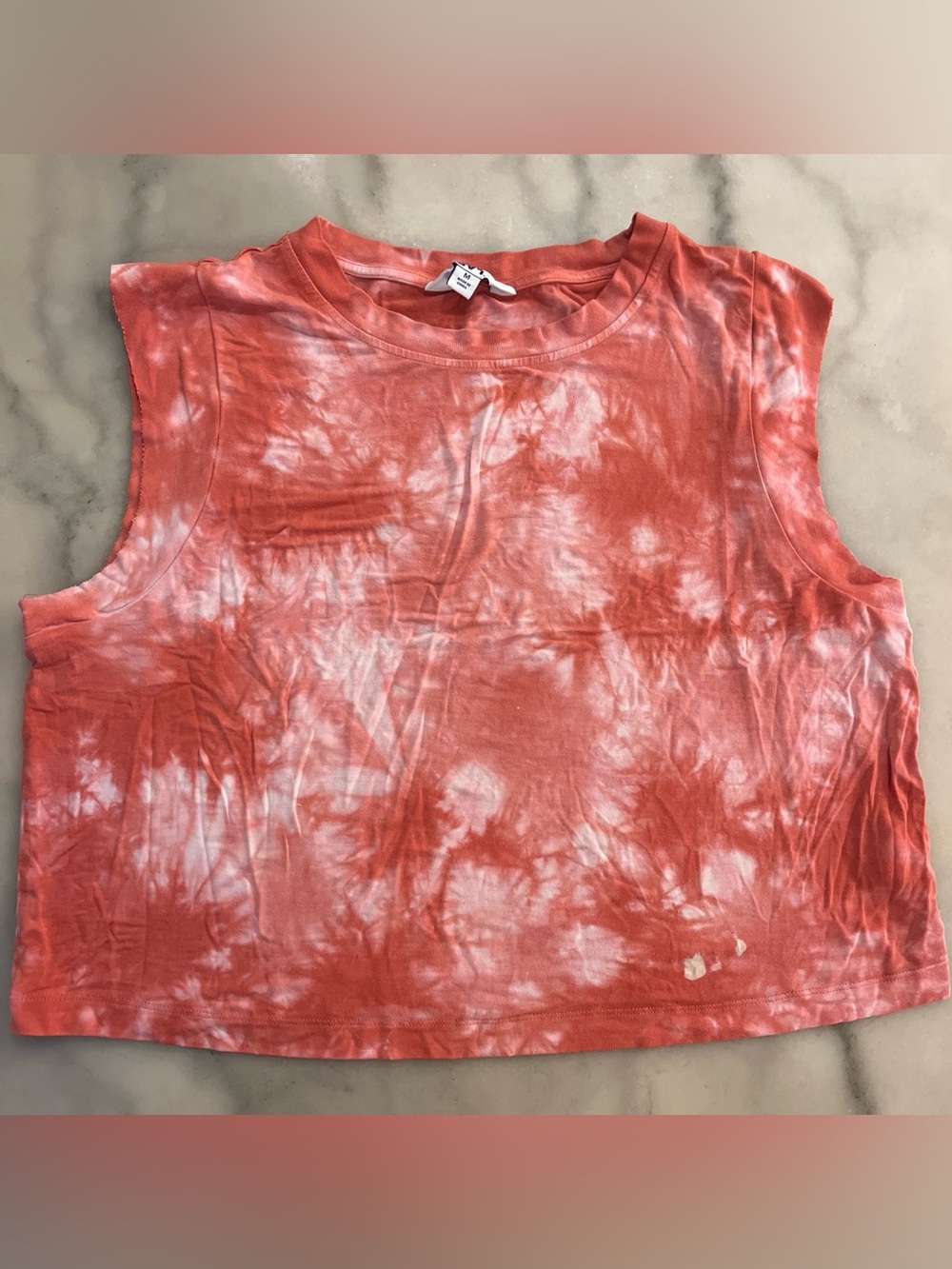 JoyLab Coral and White Tie-Dye Crop Tank